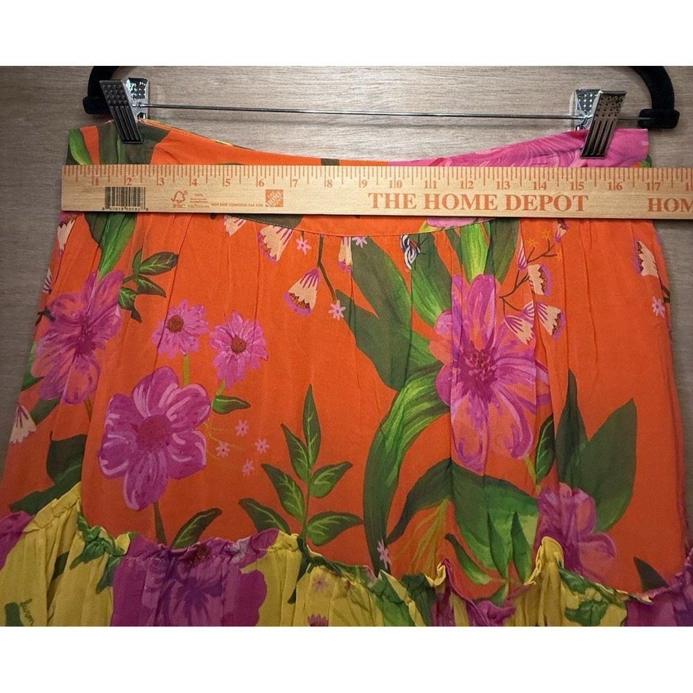 Farm‎ Rio Mixed Romantic Garden Maxi Skirt Floral Tiered Ruffle Multi XL 309411 - Picture 7 of 9